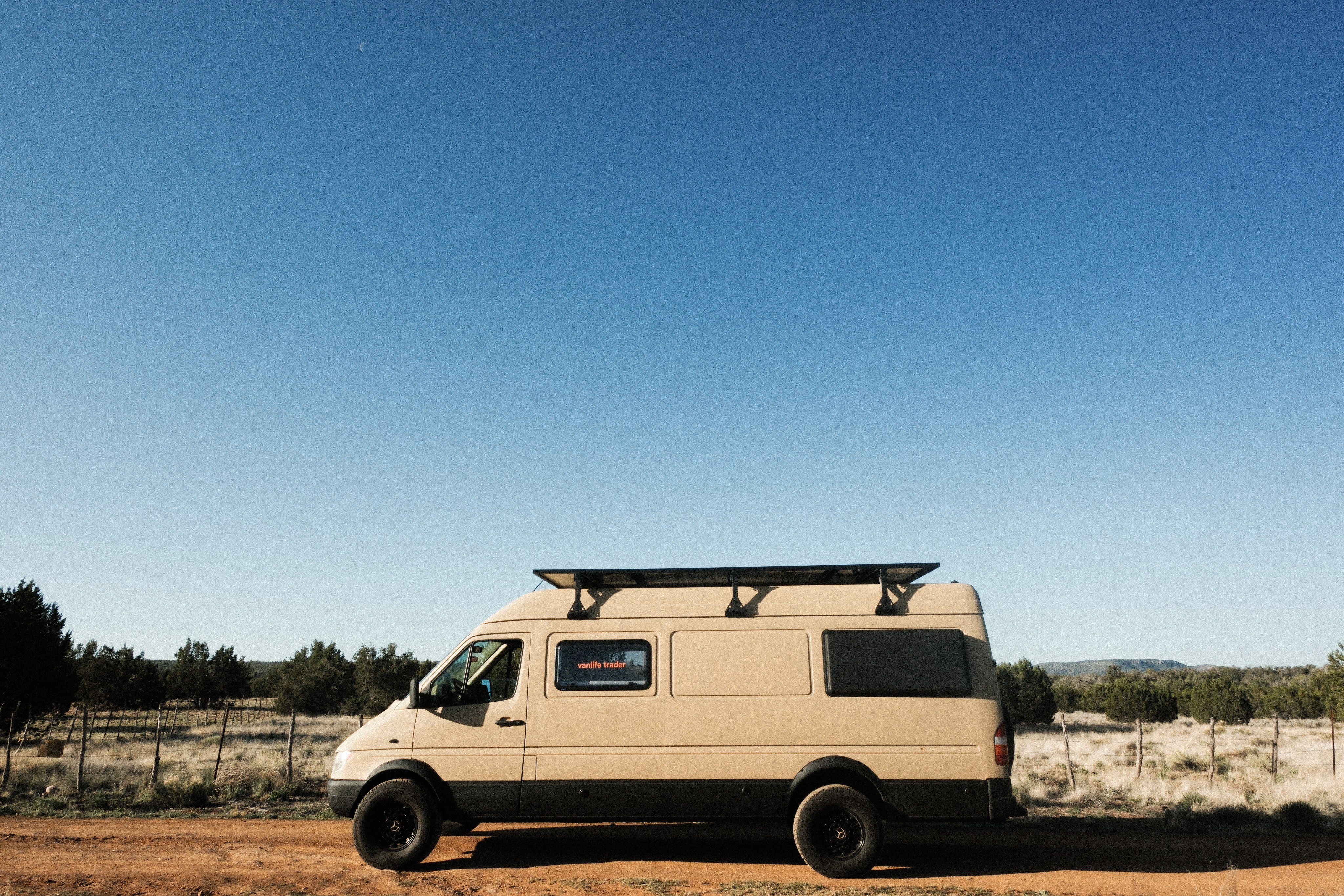 Camper van parked in the desert